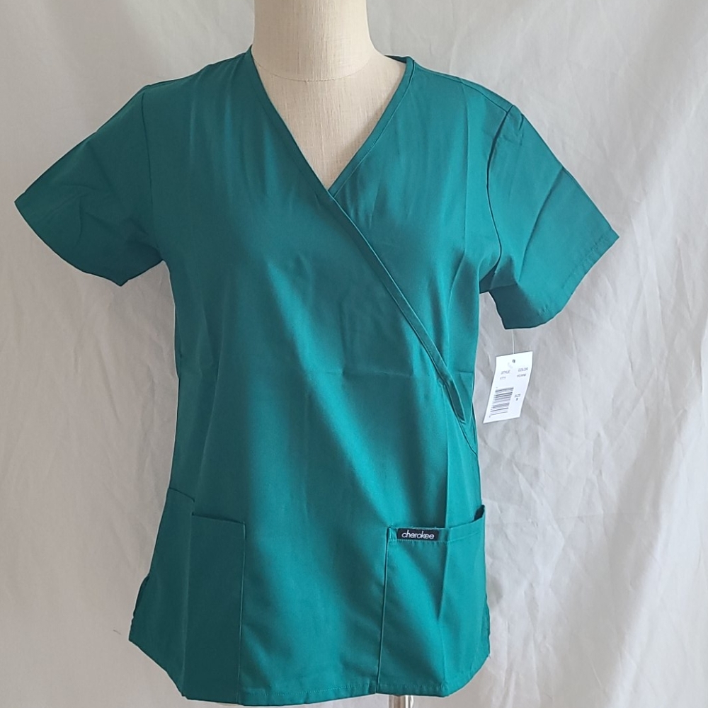 Cherokee Women's Solid Mock Wrap Scrub Top-1771